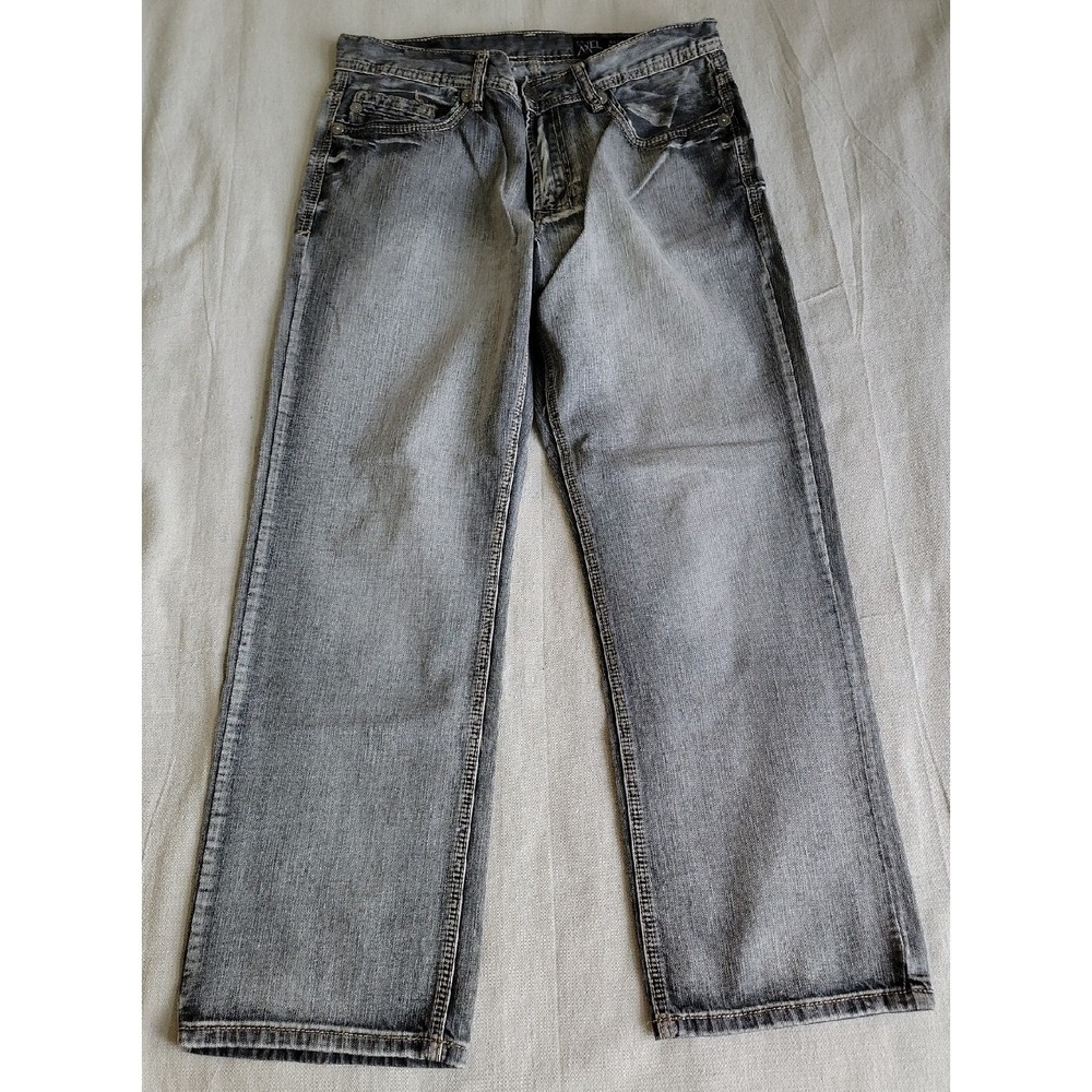 TK AXEL Mens Jeans 34x28 Relaxed Straight Gray Black Rock Cotton Mid Rise EUC
